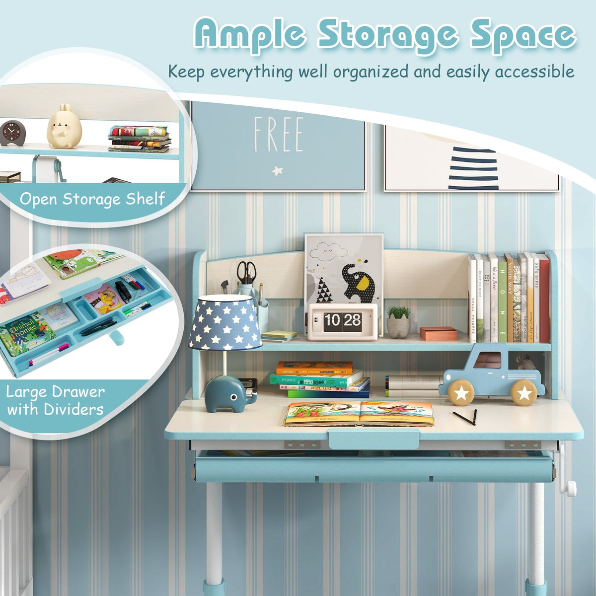 Height Adjustable Kids Study Desk with Tilt Desktop