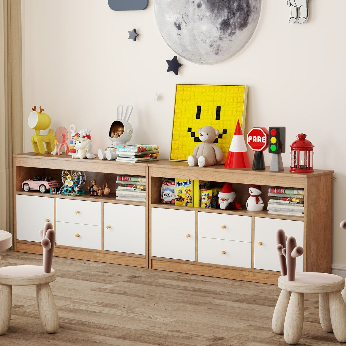 Kids Toy Storage Organizer with Open Shelf and 2 Drawers for Playroom