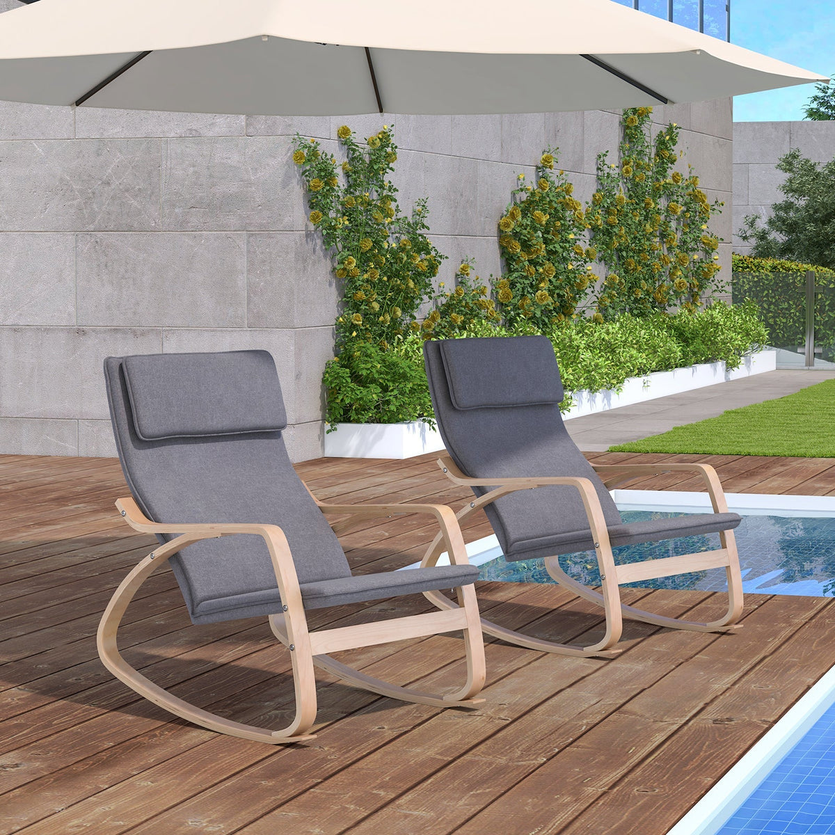 Stable Wooden Frame Leisure Rocking Chair with Removable Upholstered Cushion