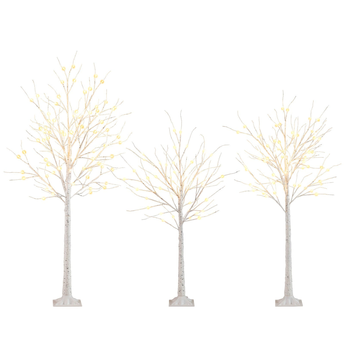 Lighted Birch Tree Set of 3 with 4/5/6 FT Pre-Lit Artificial Christmas Tree for Holiday Party