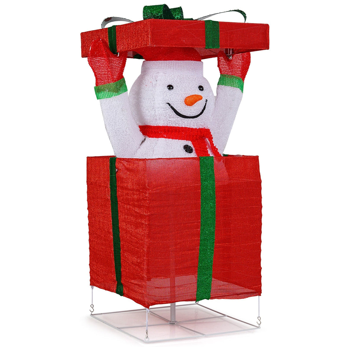 Lighted Snowman in Gift Box Christmas Decoration
