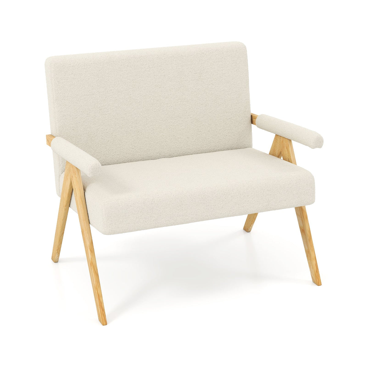Loveseat Sofa with Armrests and Wooden Legs