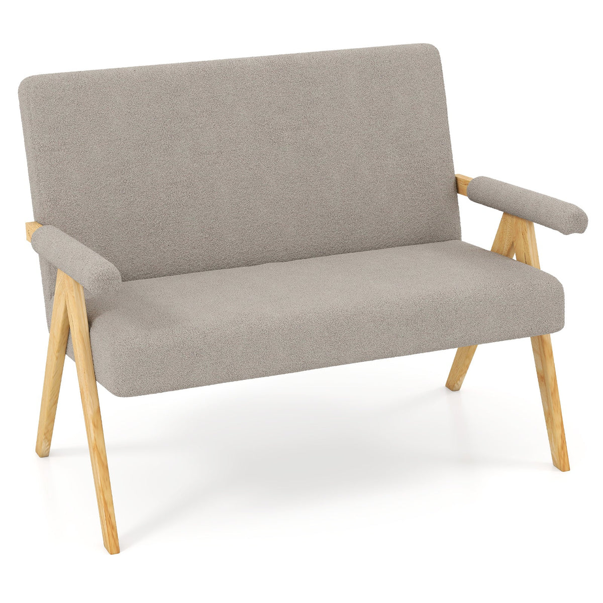 Loveseat Sofa with Armrests and Wooden Legs
