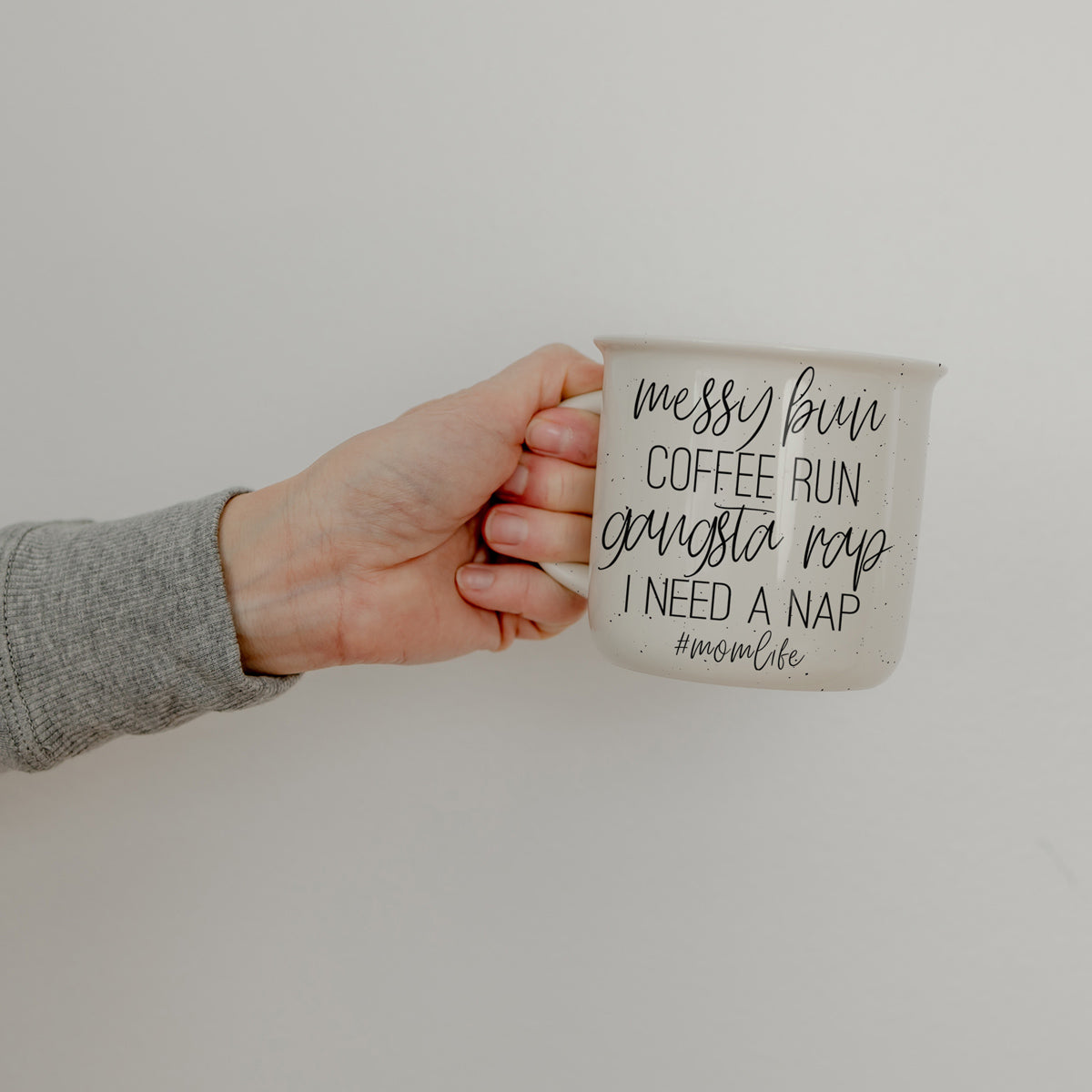 Messy Bun Coffee Run 14.5oz Ceramic Campfire Mug Double-Sided Speckled