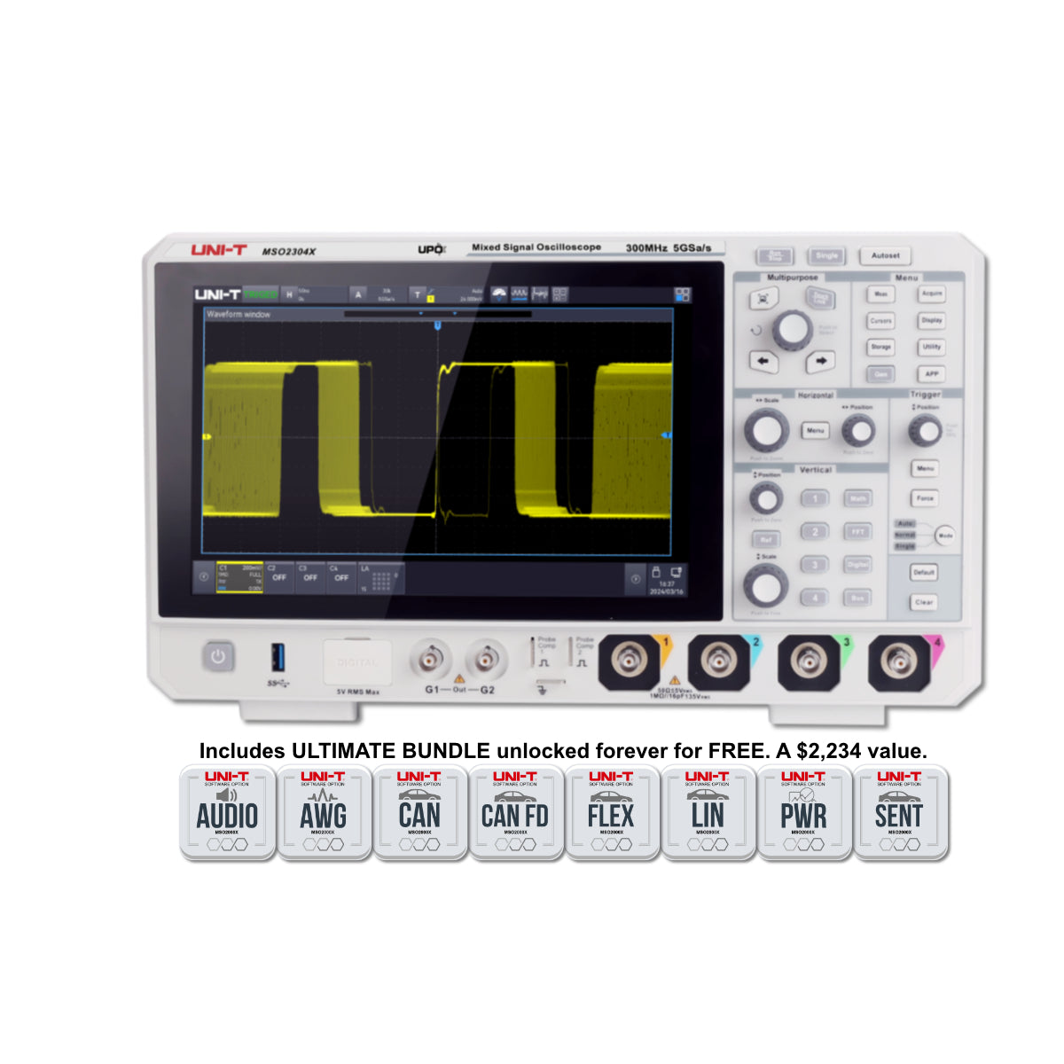 MSO2304X 300 MHz 4Ch Mixed Signal Oscilloscope