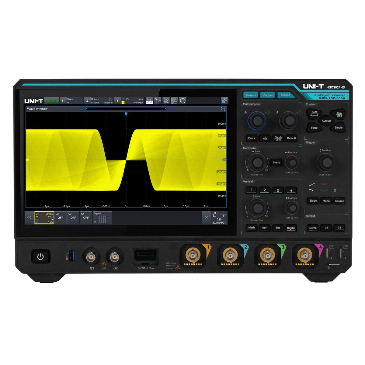 MSO3024HD 200 MHz 4Ch 12-Bit Mixed Signal Oscilloscope