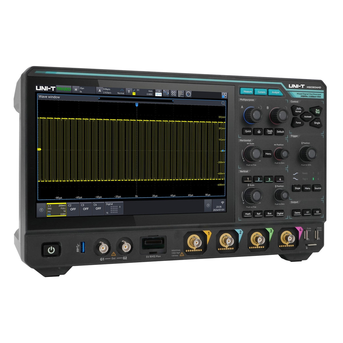 MSO3034HD 350 MHz 4Ch 12-Bit Mixed Signal Oscilloscope
