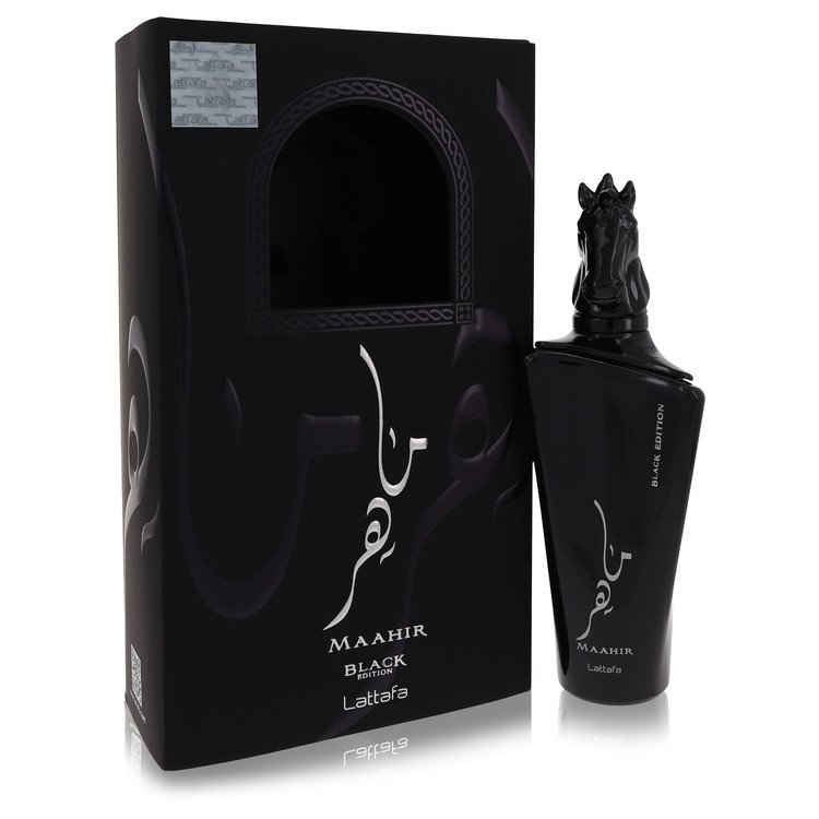 Maahir Black Edition de Lattafa Eau de Parfum en espray (unisex) 3.4 oz para mujer