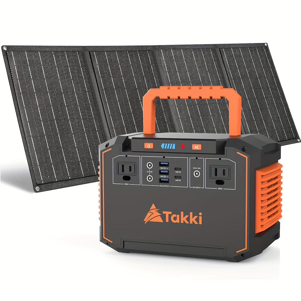 Estación de energía portátil de 300W, generador solar con panel solar plegable, fuente de alimentación de respaldo para camping