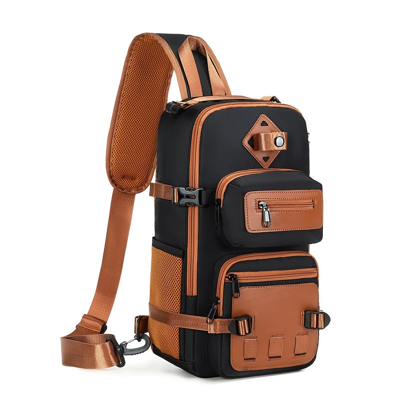 Bolso bandolera antirrobo para hombre, mochila de pecho cruzada, bolso de viaje impermeable con USB