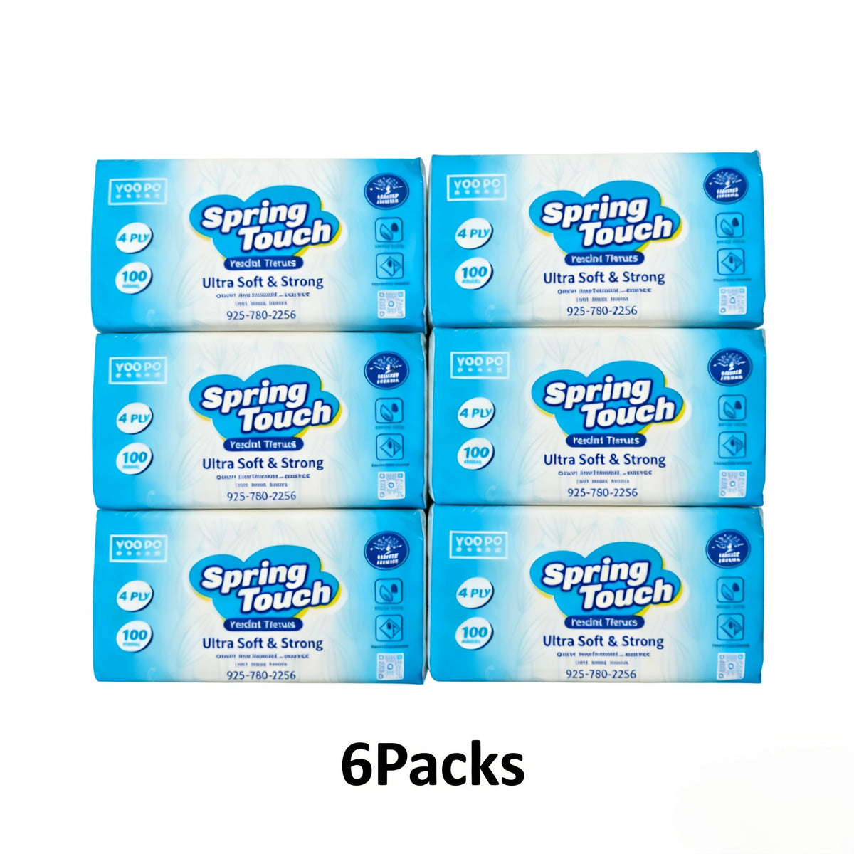 Papel higiénico Spring Touch de 4 capas, ultrasuave, resistente, 10/20/30 rollos, sin pelusas