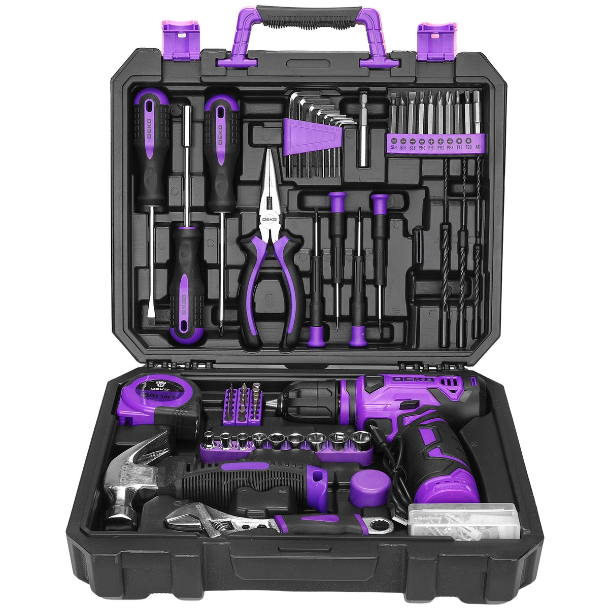 119 PCS Power Tool Set 8V/12V Cordless Drill Driver Hand Tool Kit Home DIY Repair