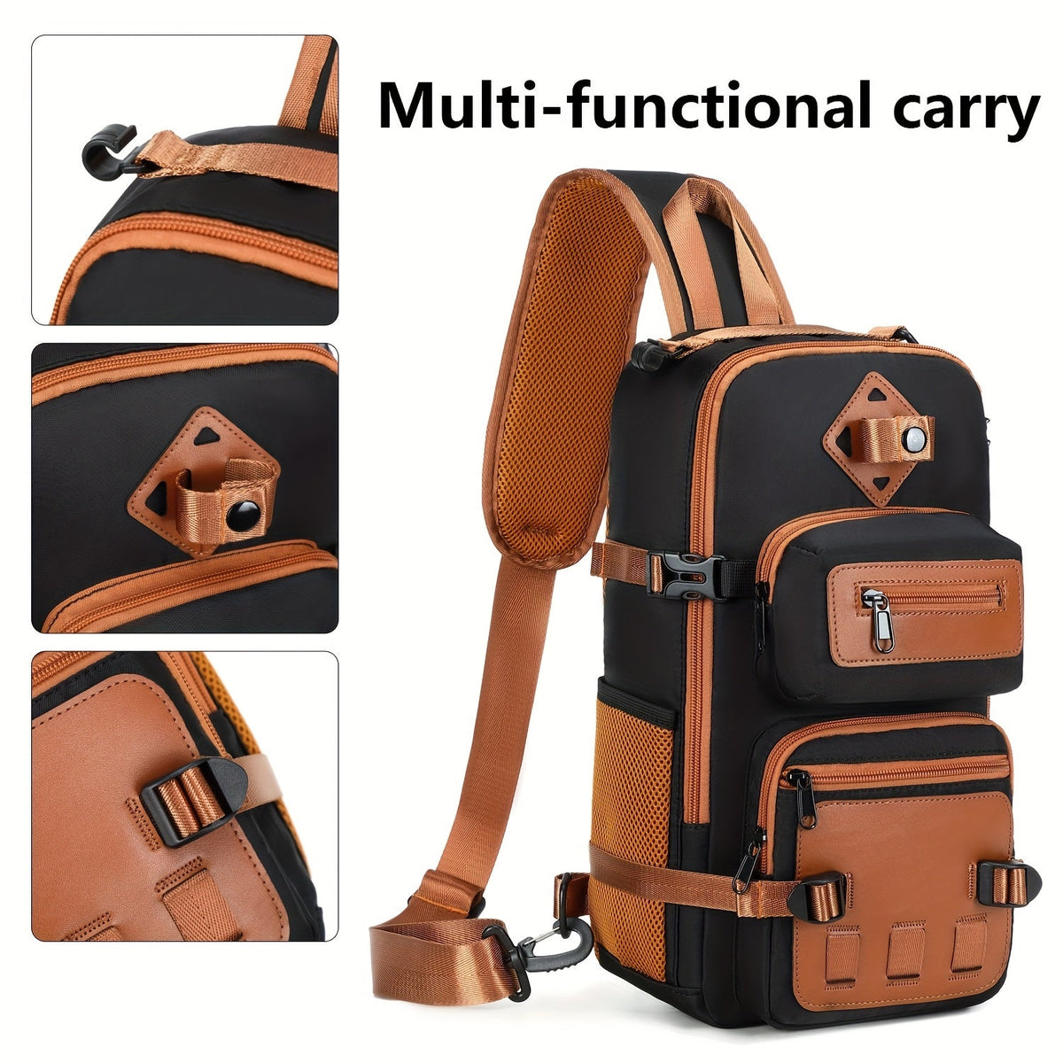 Bolso bandolera antirrobo para hombre, mochila de pecho cruzada, bolso de viaje impermeable con USB