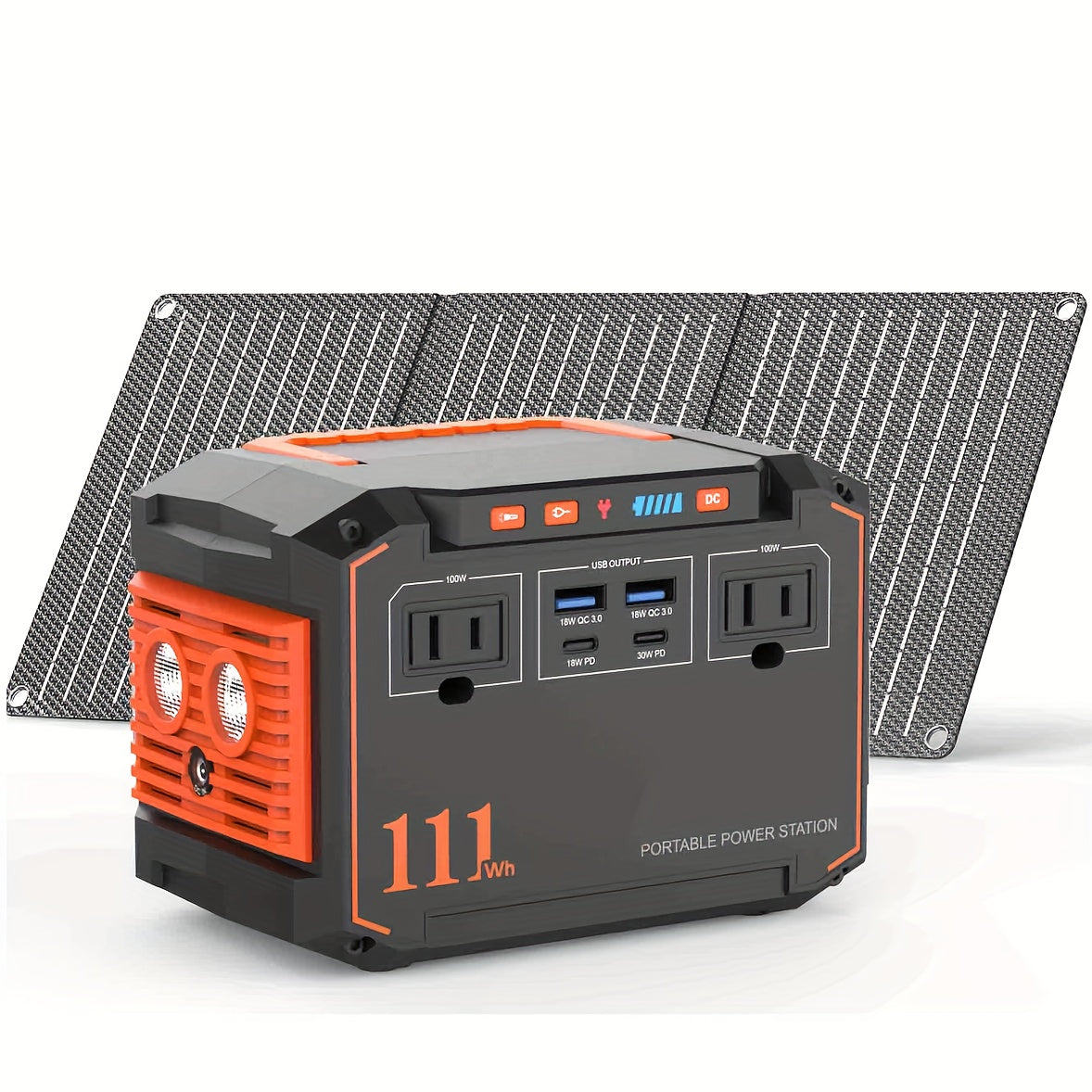 Estación de energía portátil de 300W, generador solar con panel solar plegable, fuente de alimentación de respaldo para camping