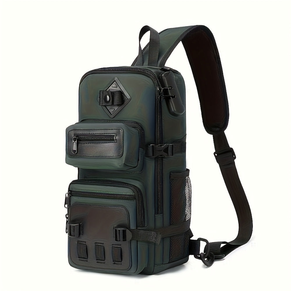 Bolso bandolera antirrobo para hombre, mochila de pecho cruzada, bolso de viaje impermeable con USB