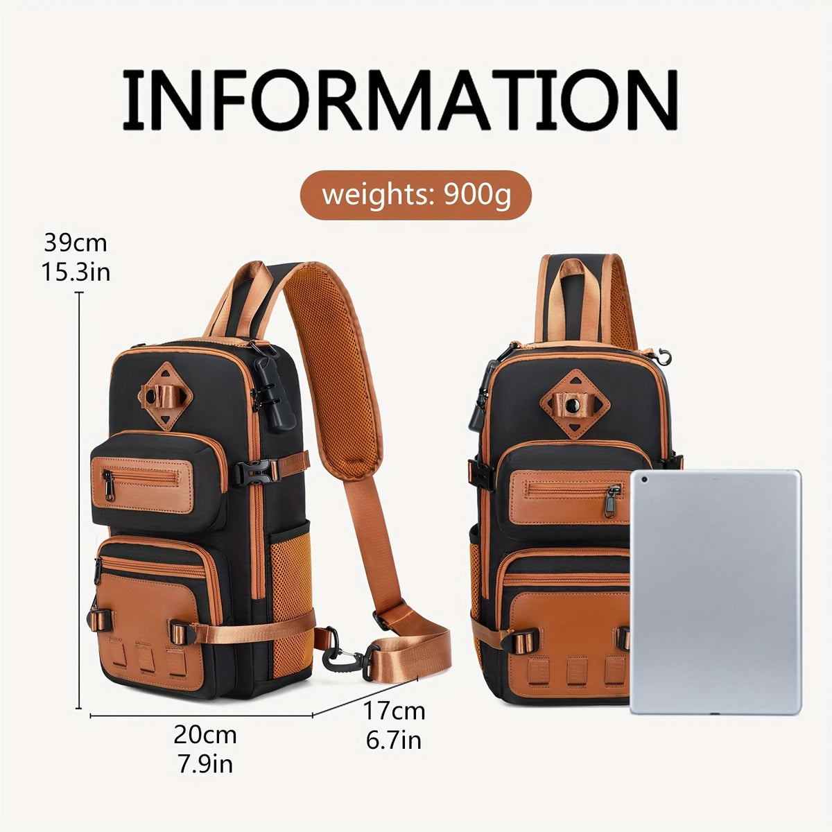 Bolso bandolera antirrobo para hombre, mochila de pecho cruzada, bolso de viaje impermeable con USB