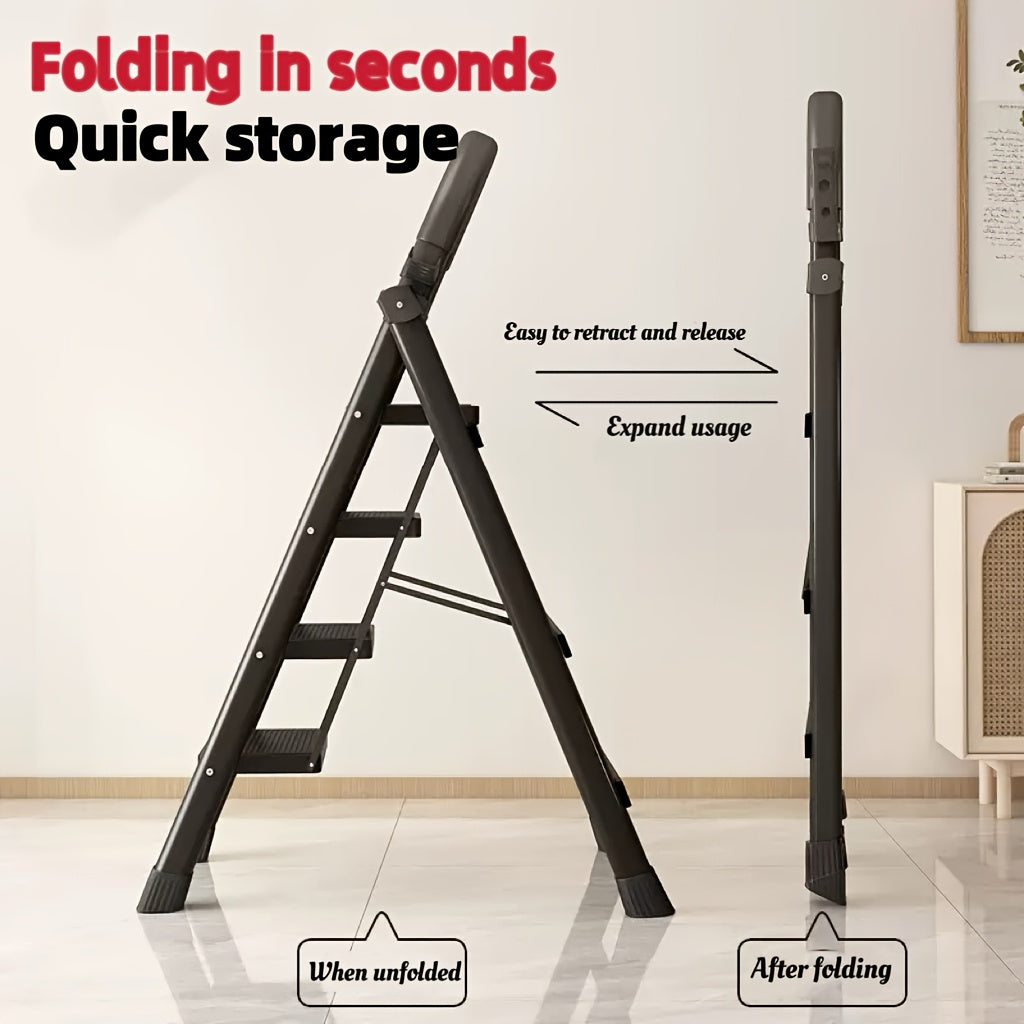 Escalera de Tijera Plegable Reforzada de 3/4/5 Peldaños Antideslizante Capacidad 227 kg Portátil