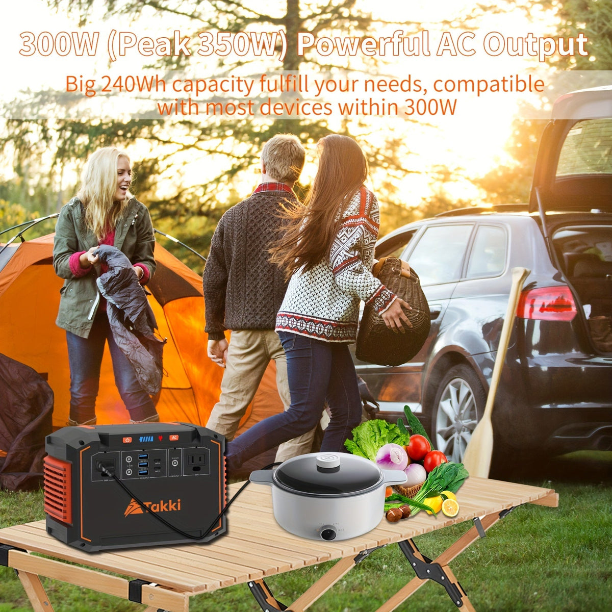 Estación de energía portátil de 300W, generador solar con panel solar plegable, fuente de alimentación de respaldo para camping