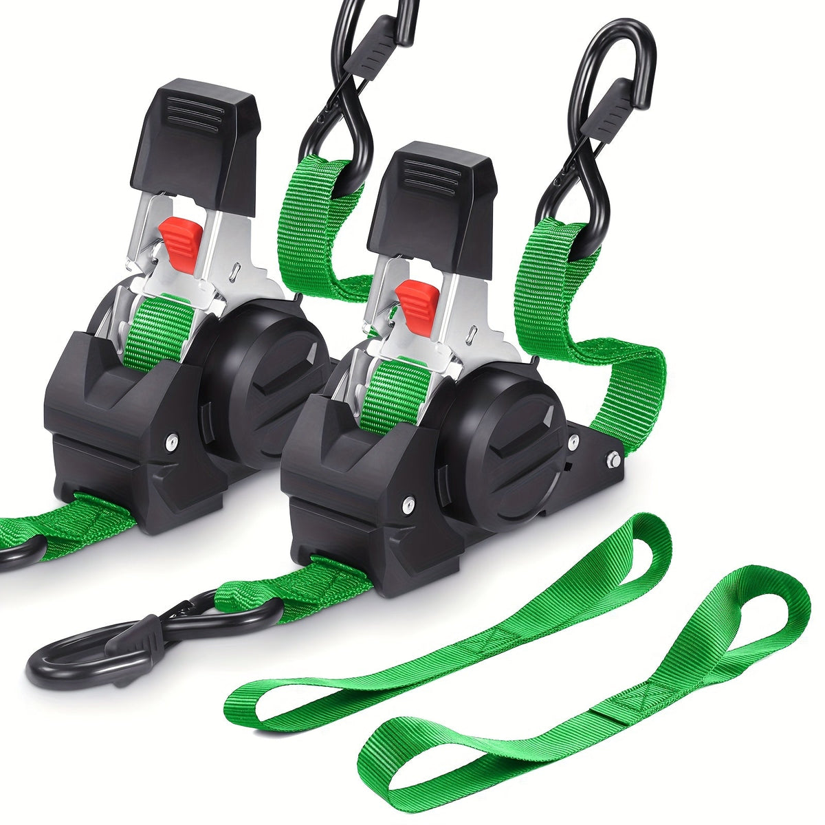 Correas de amarre de trinquete retráctiles de 4 piezas – Correas de carga autorretráctiles de servicio pesado de 10 pies para camiones, remolques y motocicletas