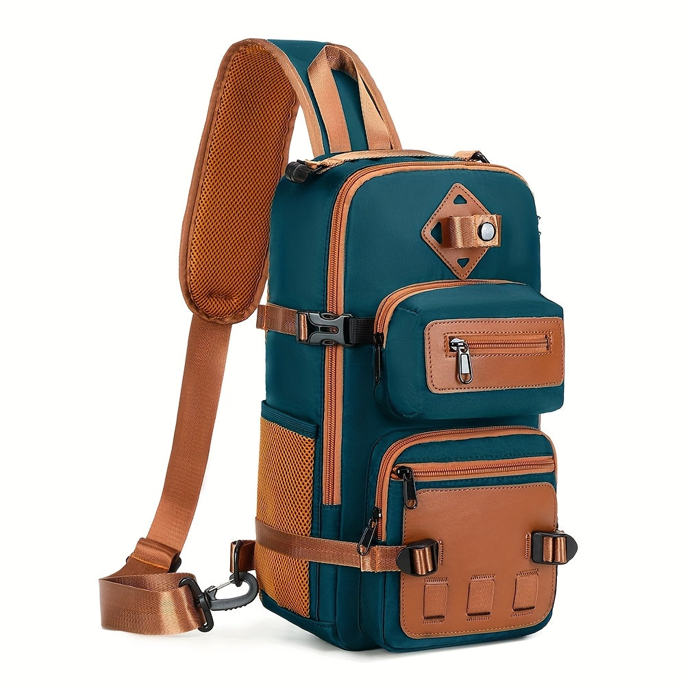 Bolso bandolera antirrobo para hombre, mochila de pecho cruzada, bolso de viaje impermeable con USB