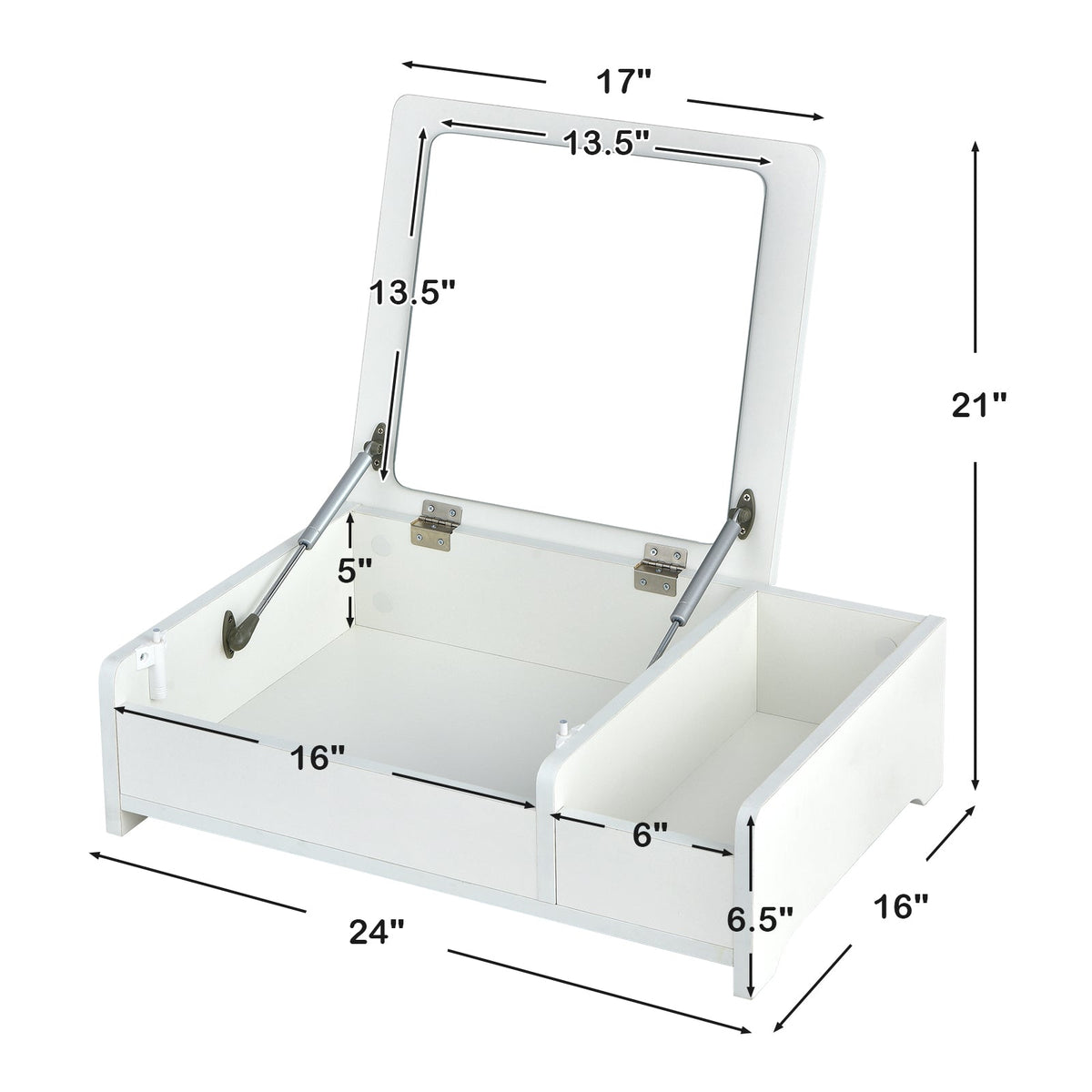 Compact Bay Window Makeup Dressing Table with Flip-Top Mirror