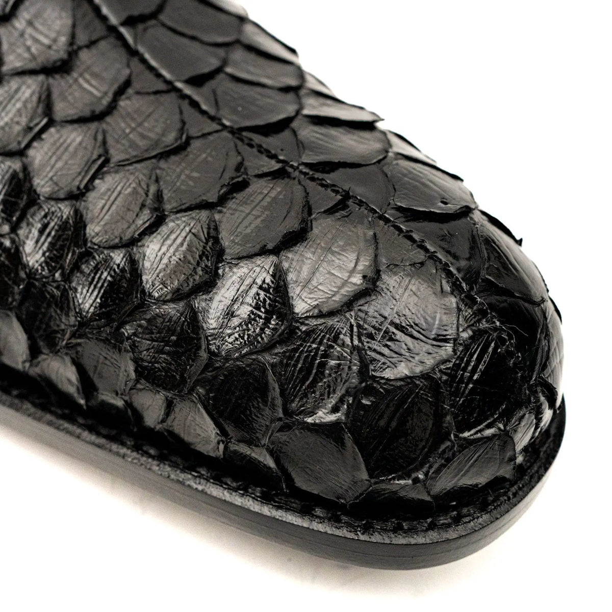 Black Plain-Toe Snakeskin Oxford Shoes