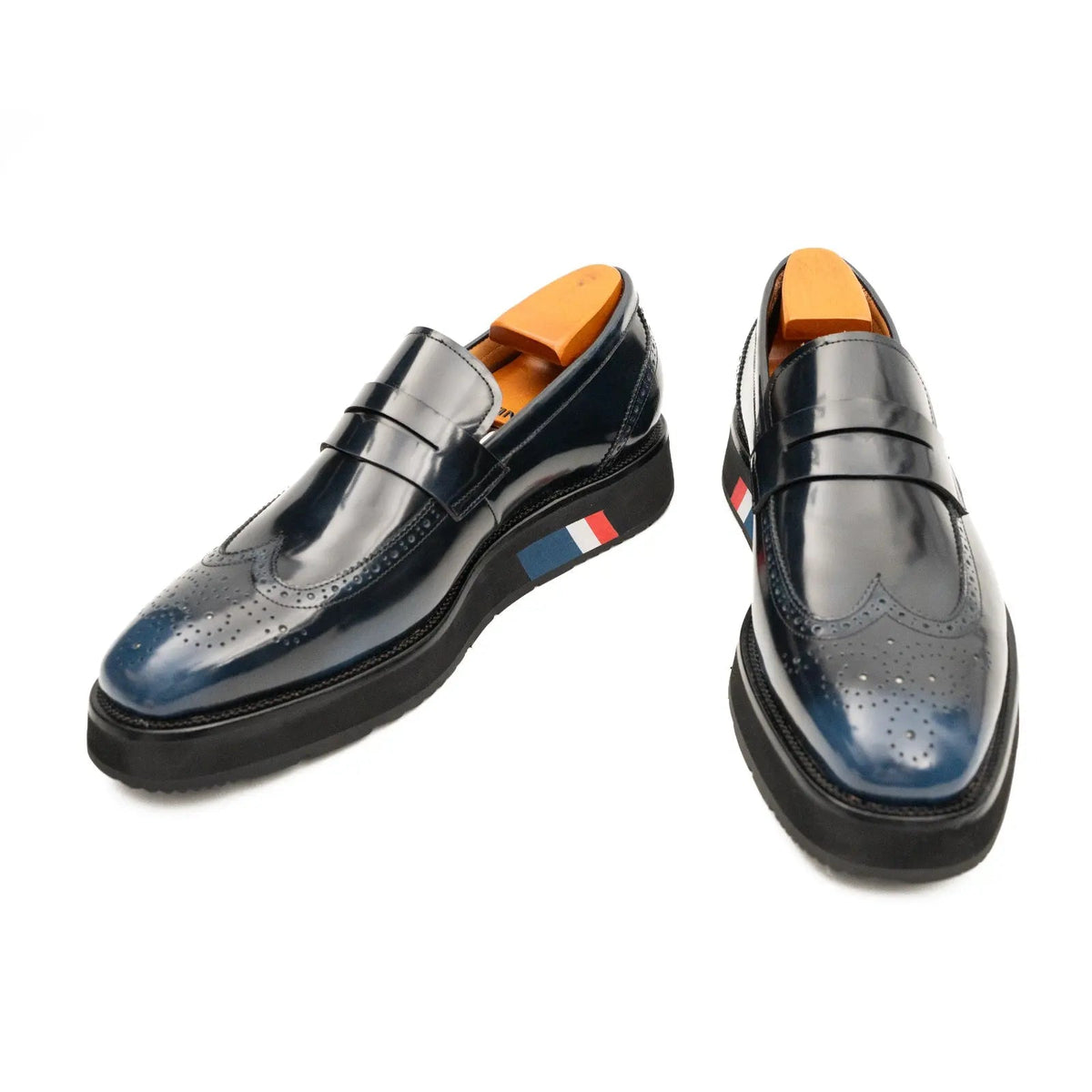 Blue Platform Calf Leather Loafers