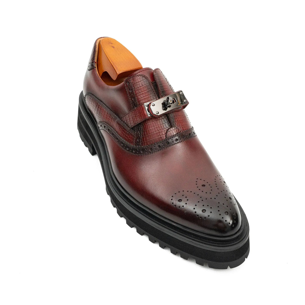Burgundy Calf Leather Loafers