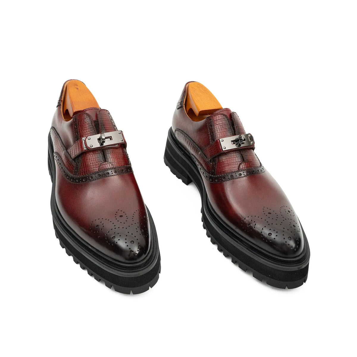 Burgundy Calf Leather Loafers