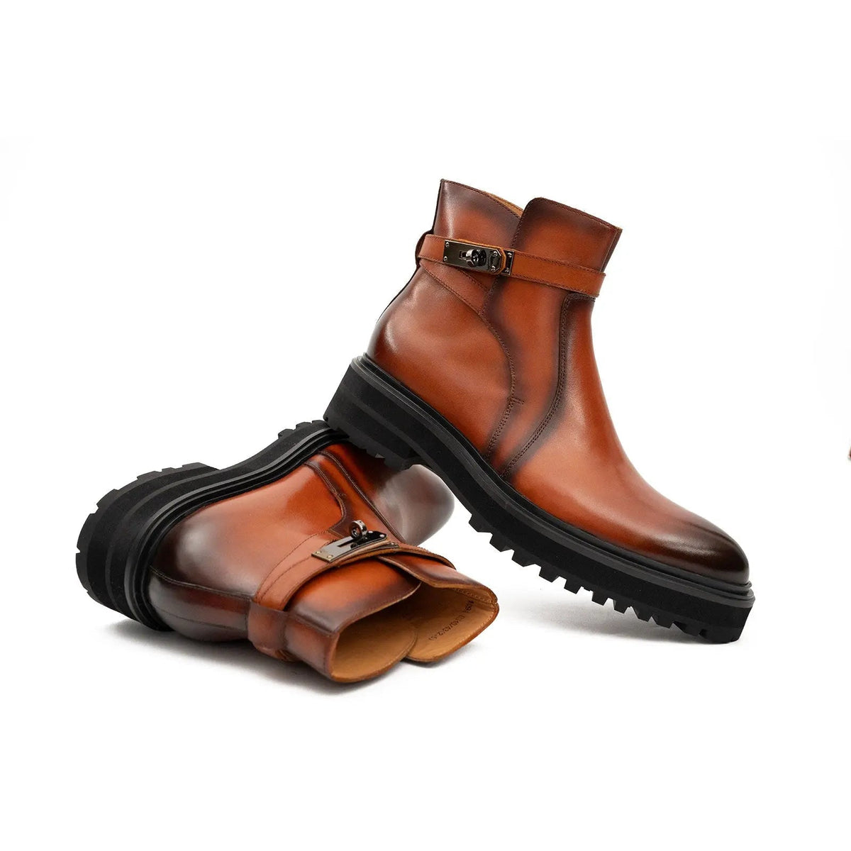 Orange-Brown Calf Leather Chelsea Boots