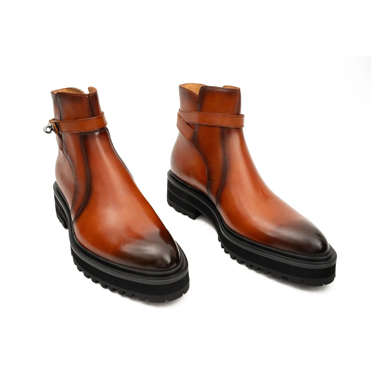 Orange-Brown Calf Leather Chelsea Boots
