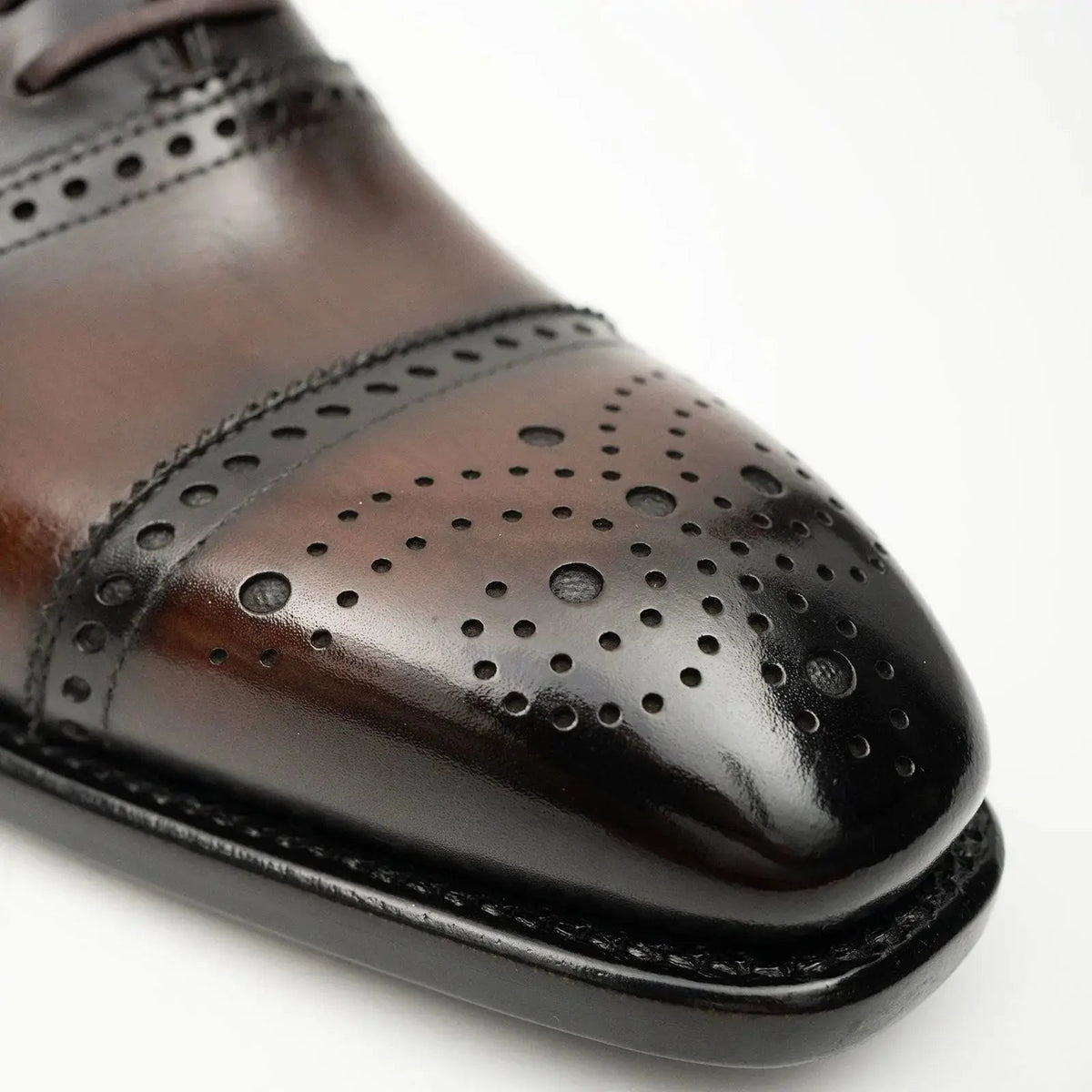 Brown Cap-Toe Calf Leather Oxford Shoes