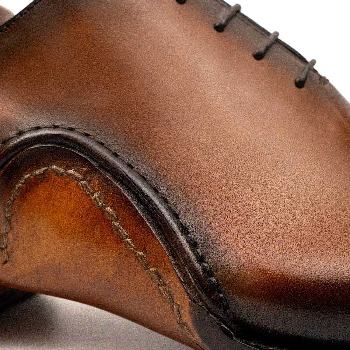 Tan Square-Toe Calf Leather Oxford Shoes