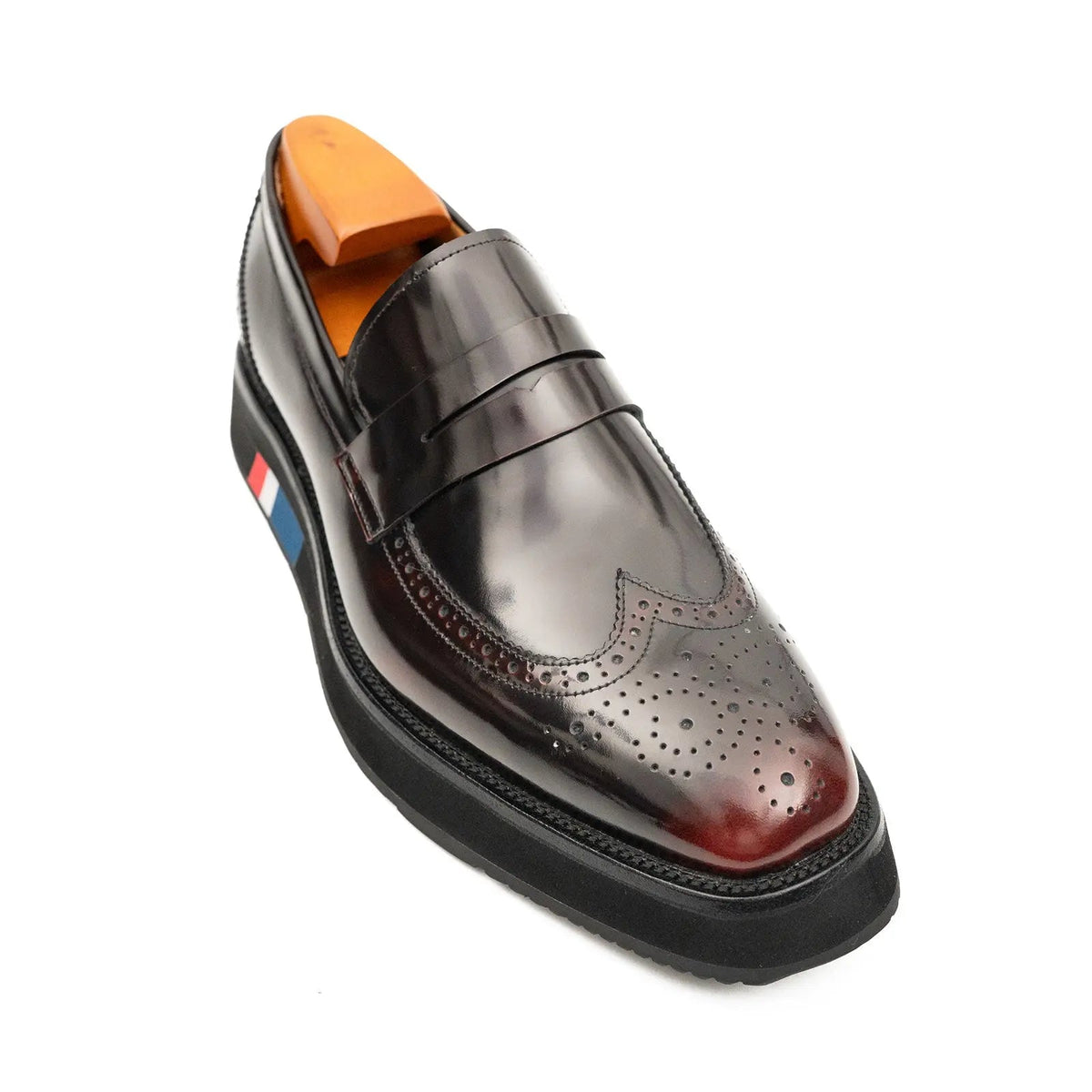 Burgundy Platform Calf Leather Loafers