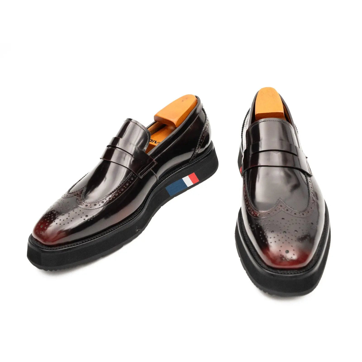 Burgundy Platform Calf Leather Loafers
