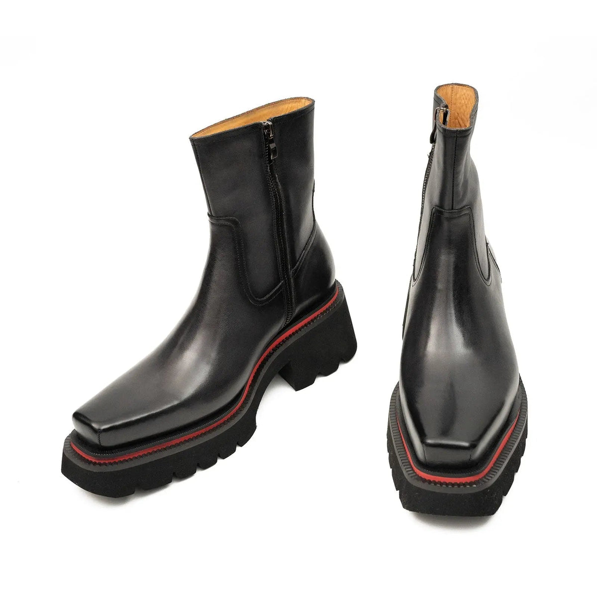 Gray Calf Leather Chelsea Boots