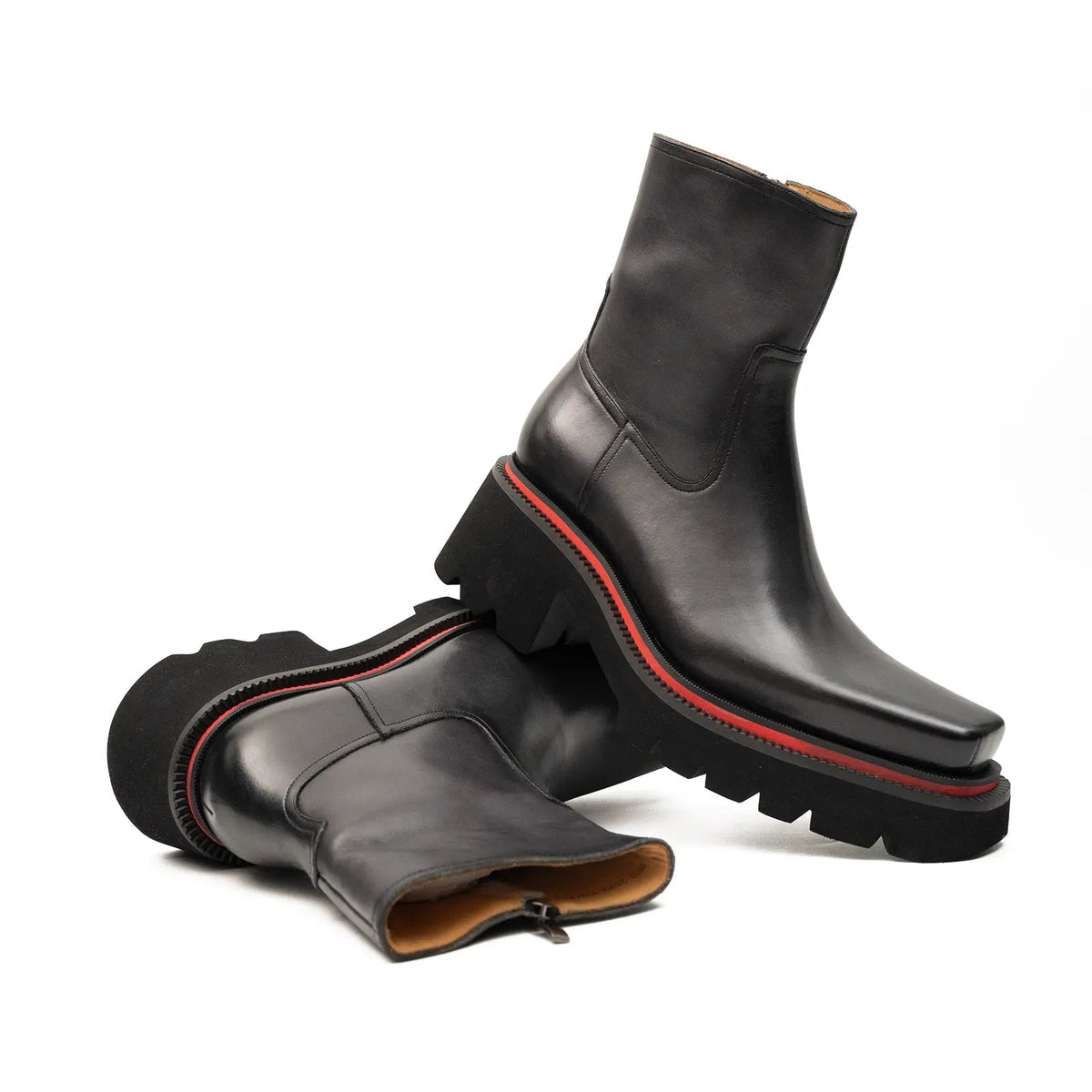 Gray Calf Leather Chelsea Boots