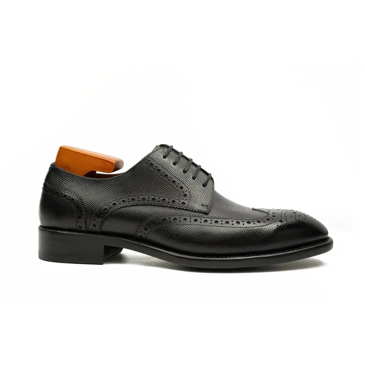 Black Wingtip Calf Leather Oxford Shoes