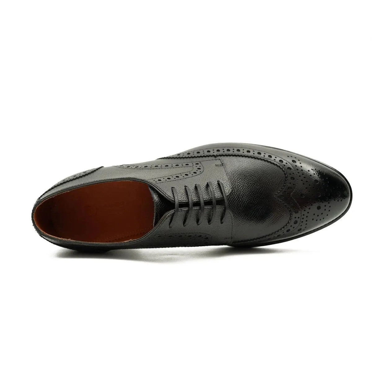 Black Wingtip Calf Leather Oxford Shoes