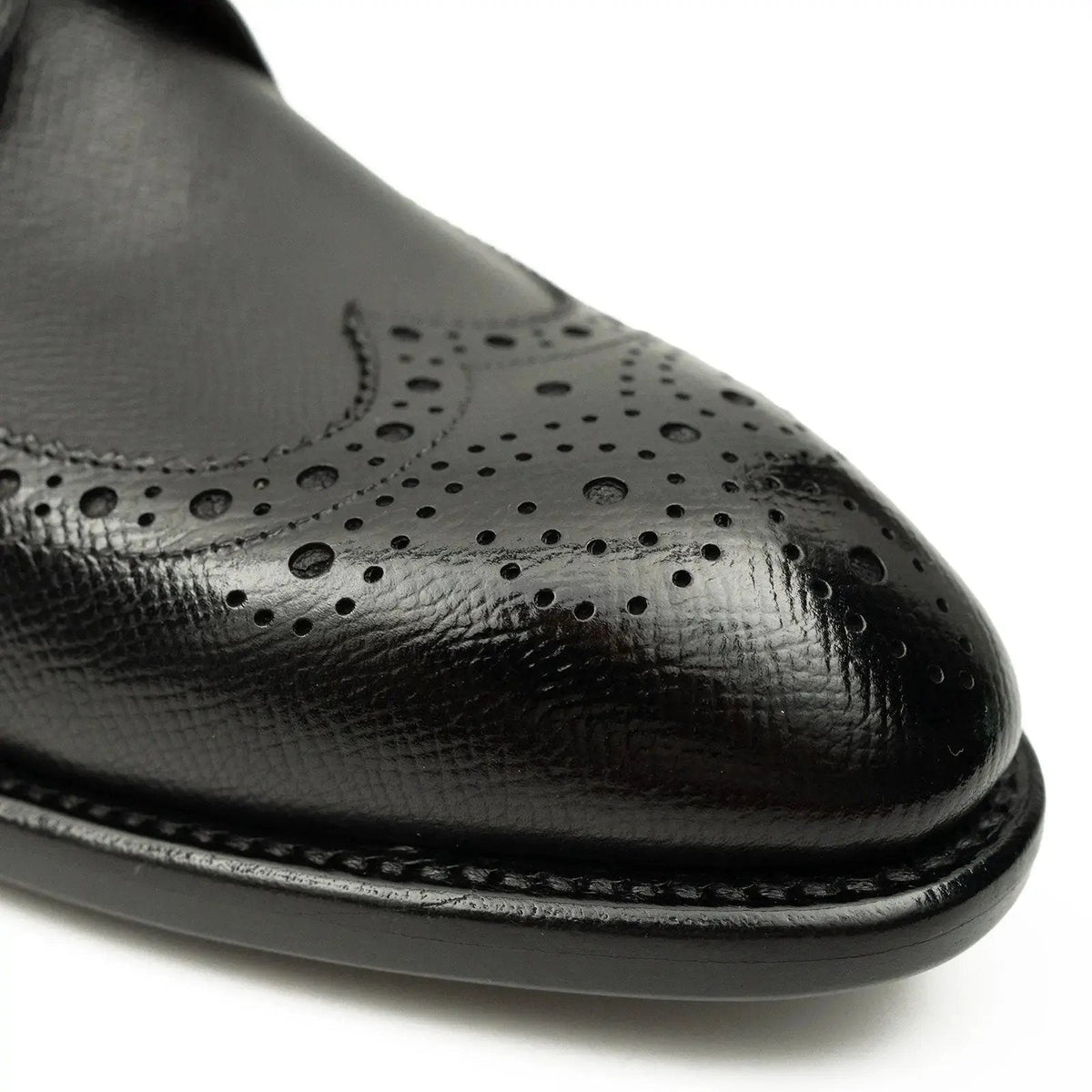 Black Wingtip Calf Leather Oxford Shoes