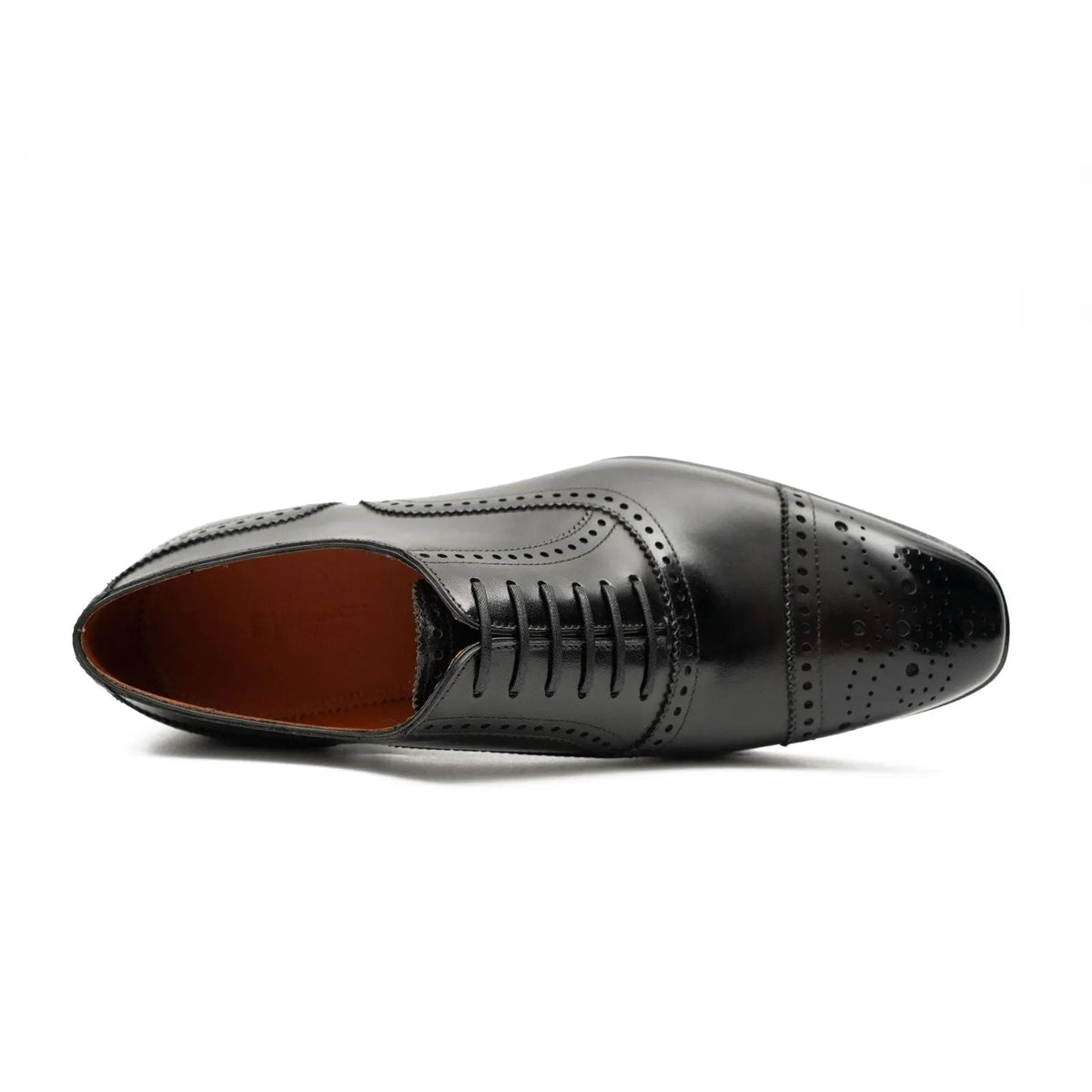 Black Cap-Toe Calf Leather Oxford Shoes