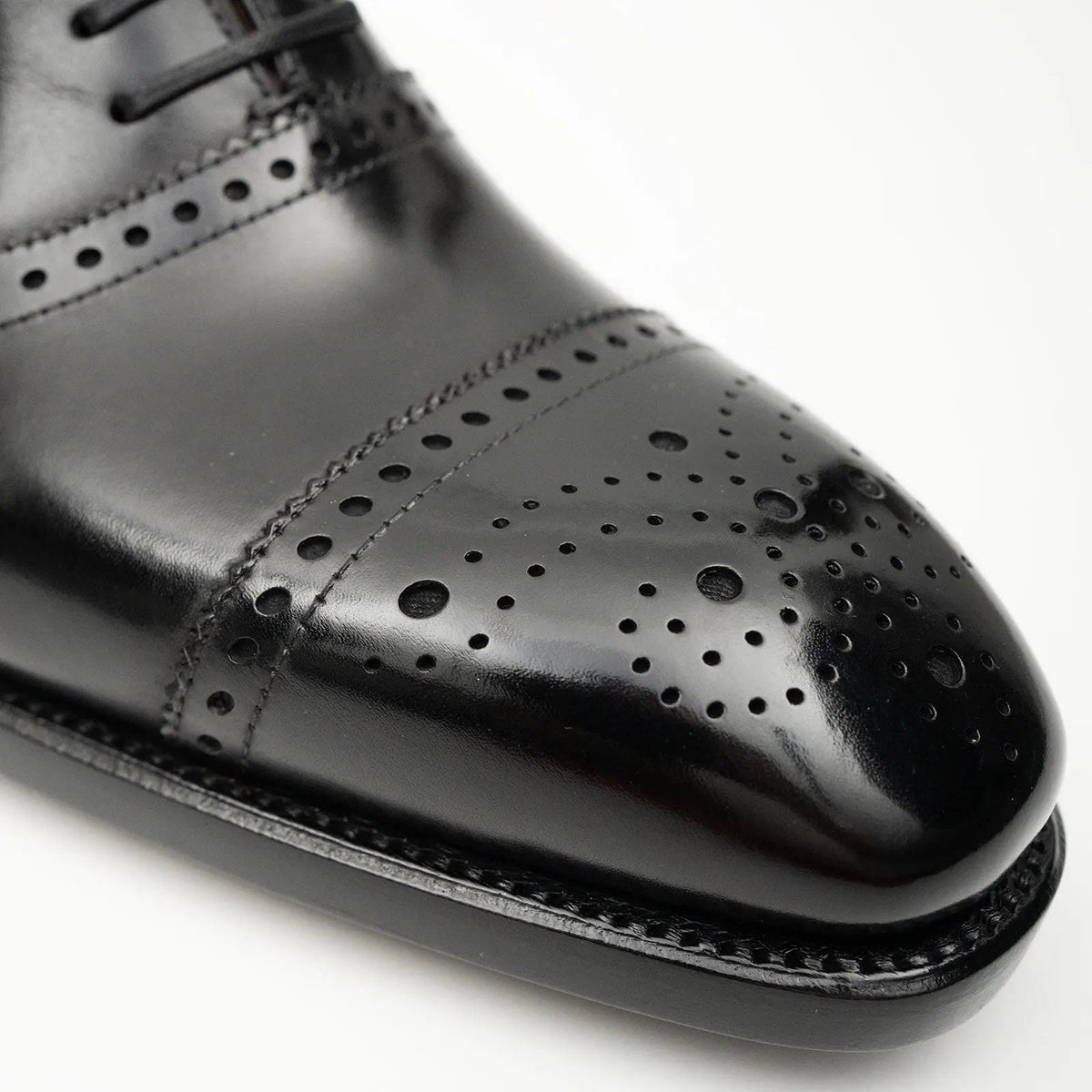 Black Cap-Toe Calf Leather Oxford Shoes