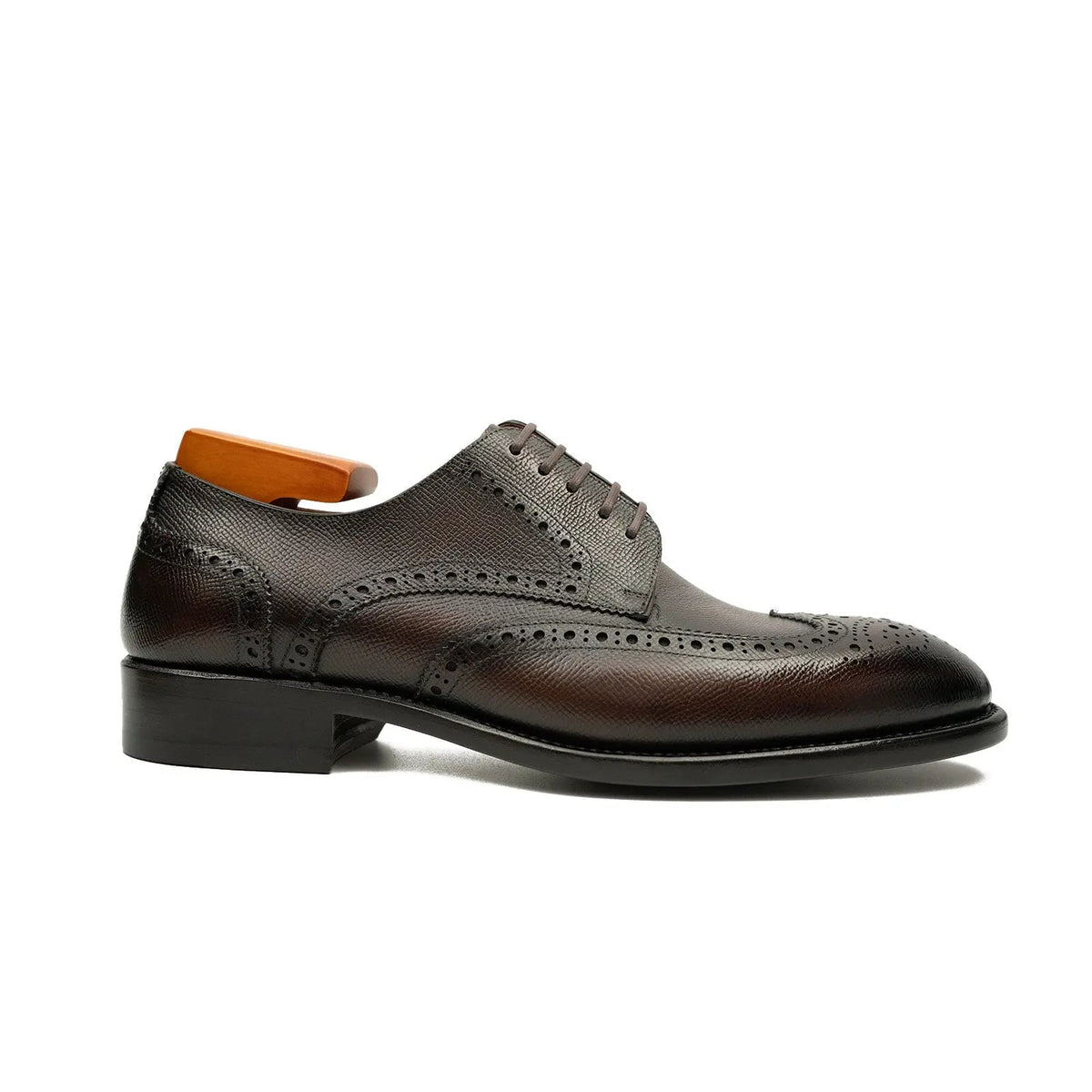 Brown Wingtip Calf Leather Oxford Shoes