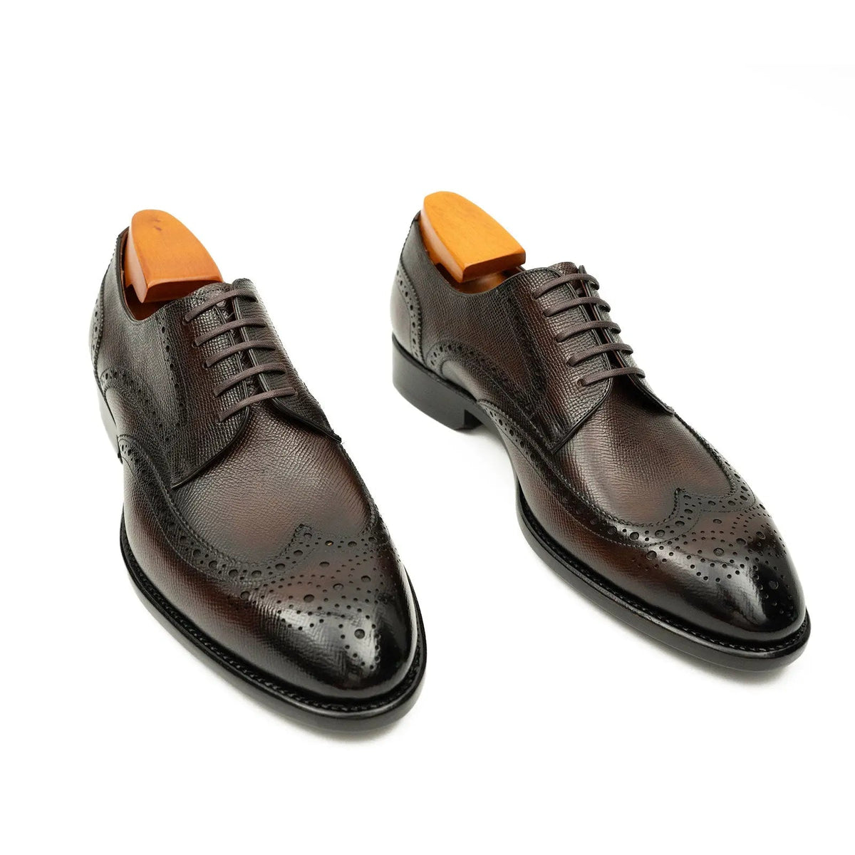 Brown Wingtip Calf Leather Oxford Shoes
