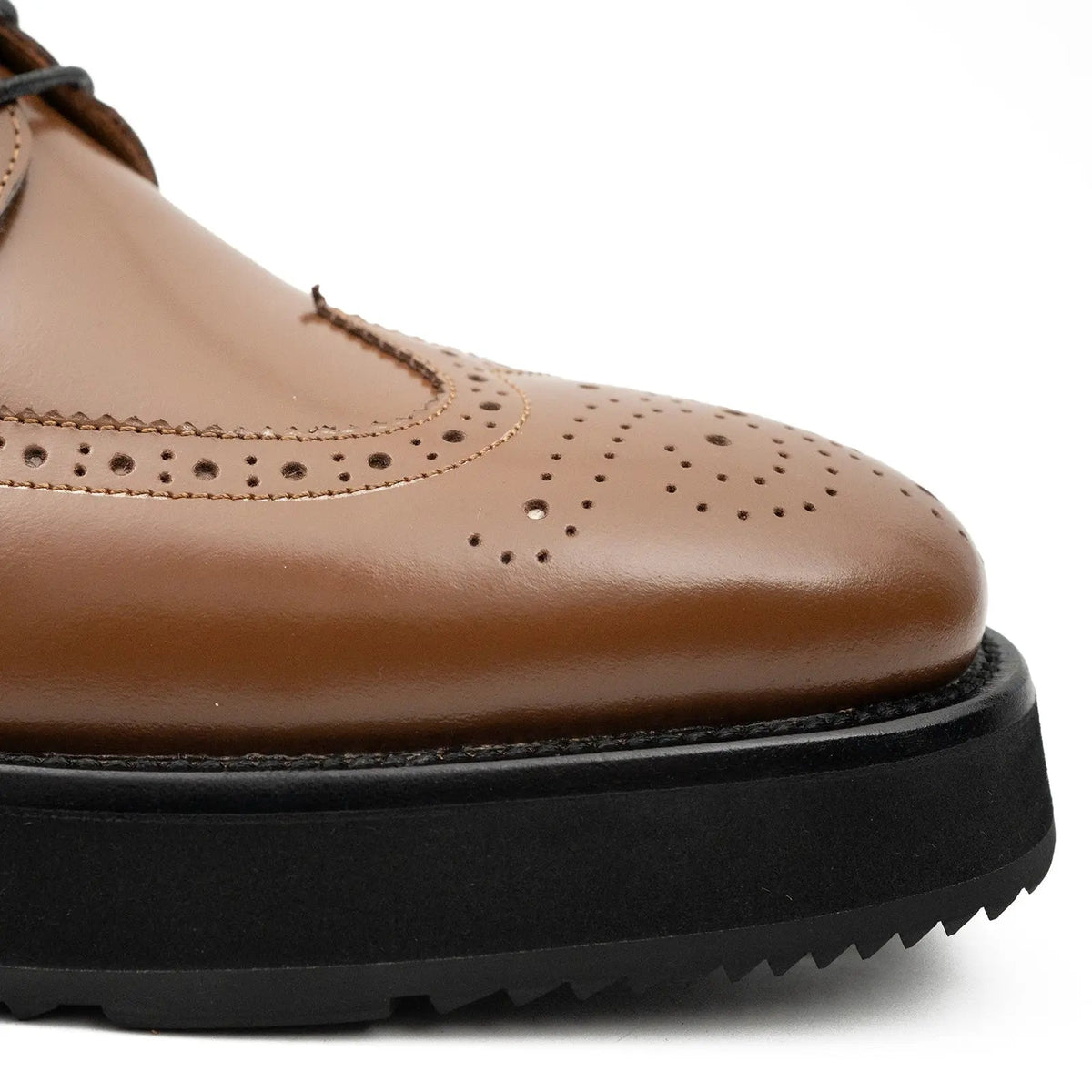 Tan Wingtip Calf Leather Derby Shoes