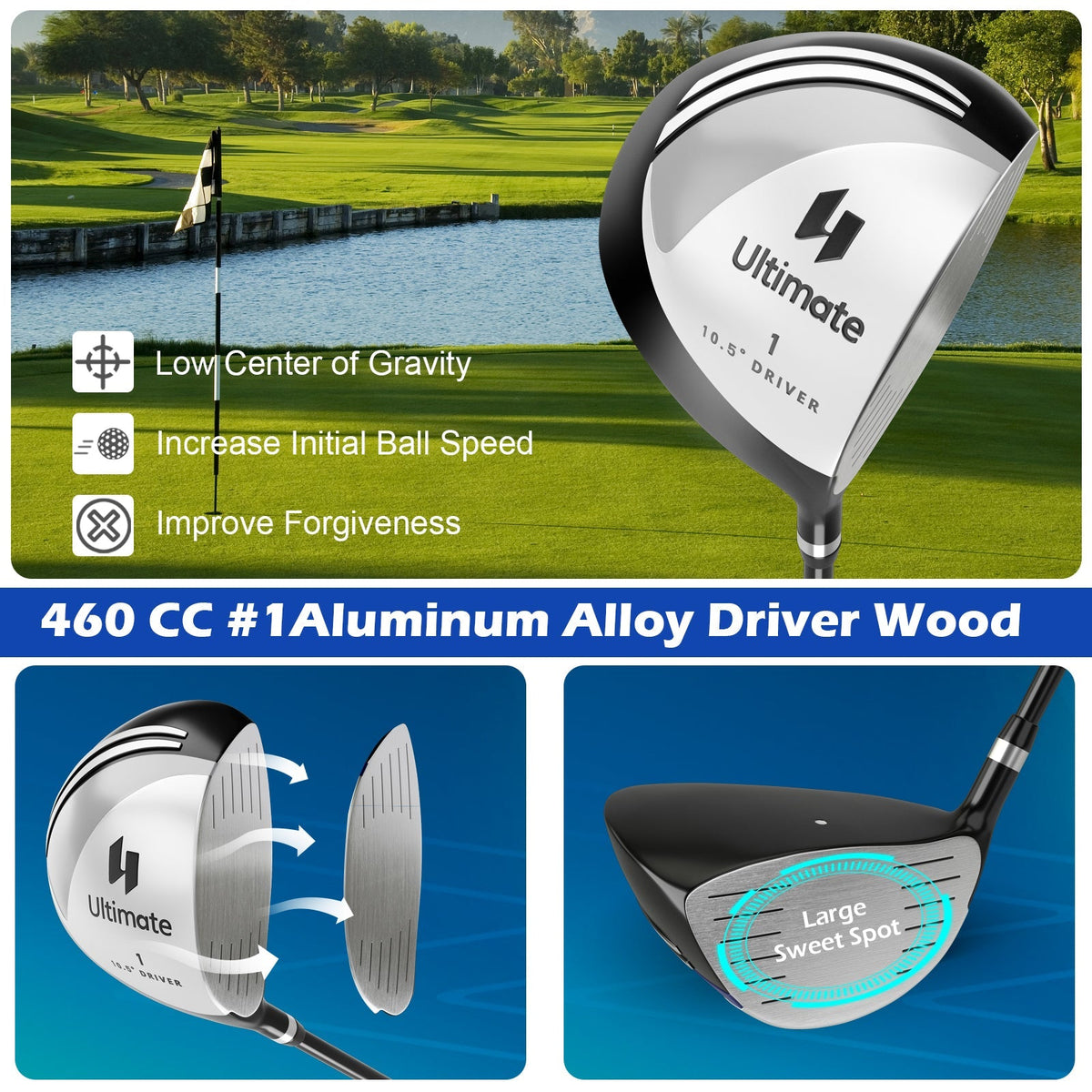 Men's 9 Pieces Complete Golf Club Set