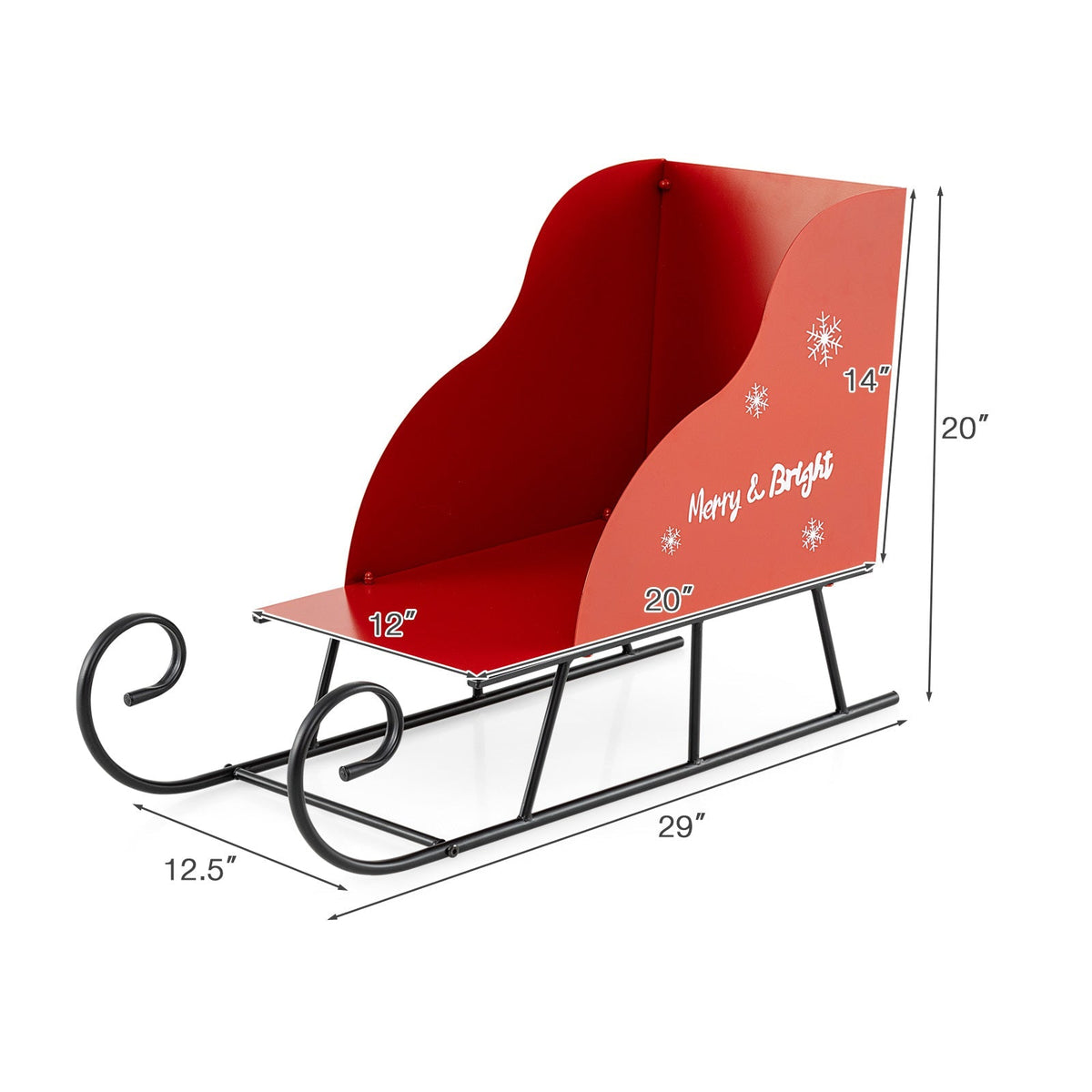 Metal Christmas Santa Sleigh Basket Xmas Santas Gift Storage Sleigh