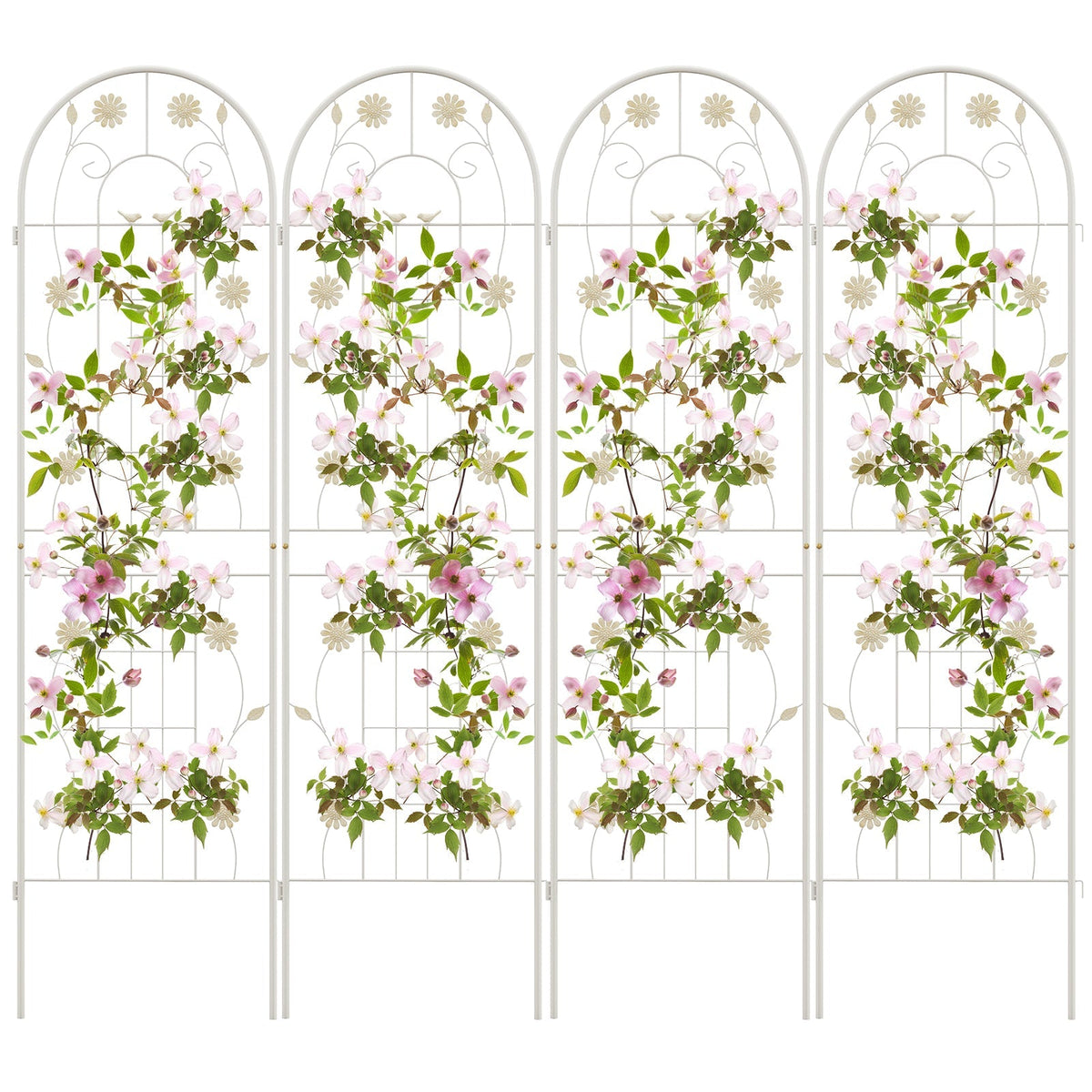 4 Pack 71 x 20 Inches Metal Garden Trellis for Climbing Plants-White