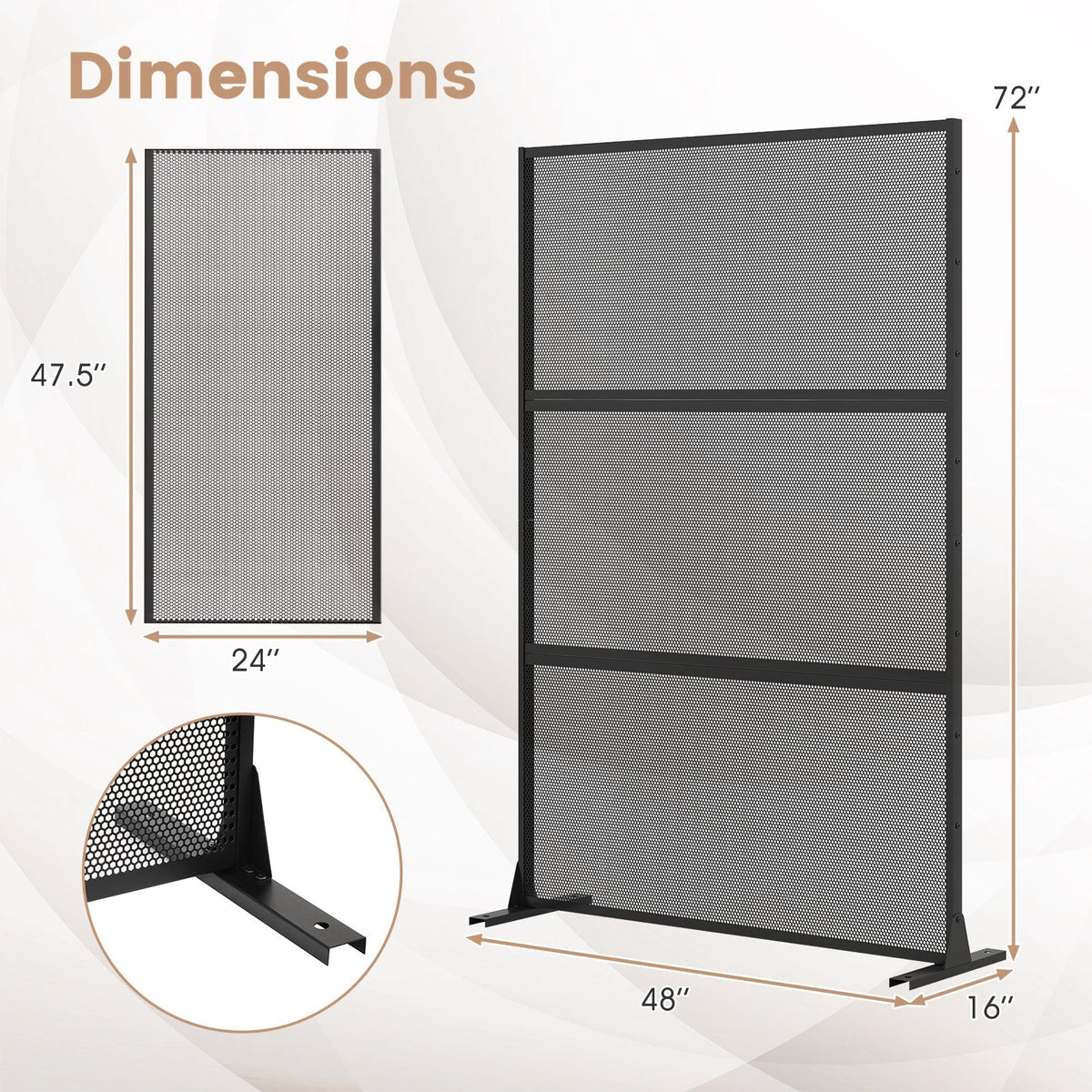 Set of 2 Metal Privacy Screen with Expansion Bolts