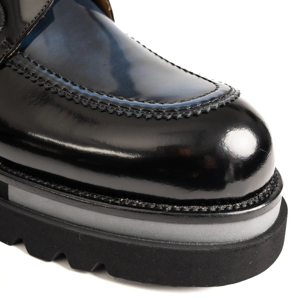 Blue-Black Calf Leather Derby Shoes